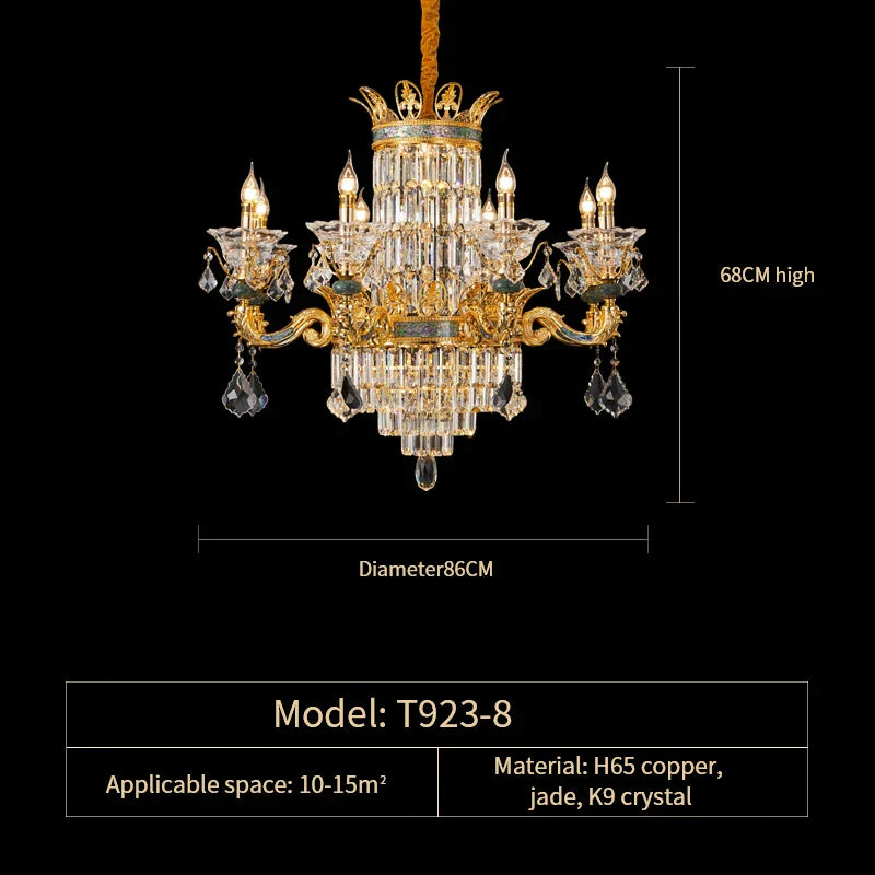 DecorBites™ Luxe Crystal Chandelier: Elegant Copper Living Room Dining Candle Light