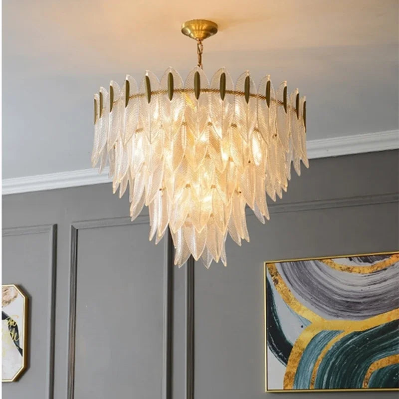 DecorBites™ Leaf Glass Chandelier - Nordic Style Light Luxury Pendant Lamp