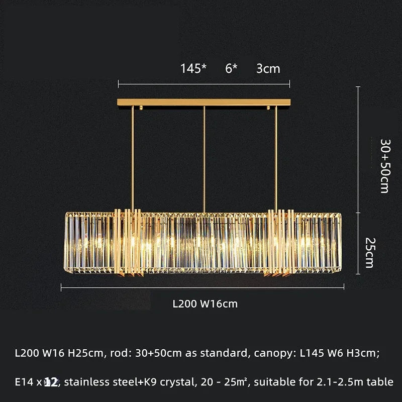 DecorBites™ Luxe E14 LED Crystal Pendant Chandelier: Elegant Dining Room Lighting