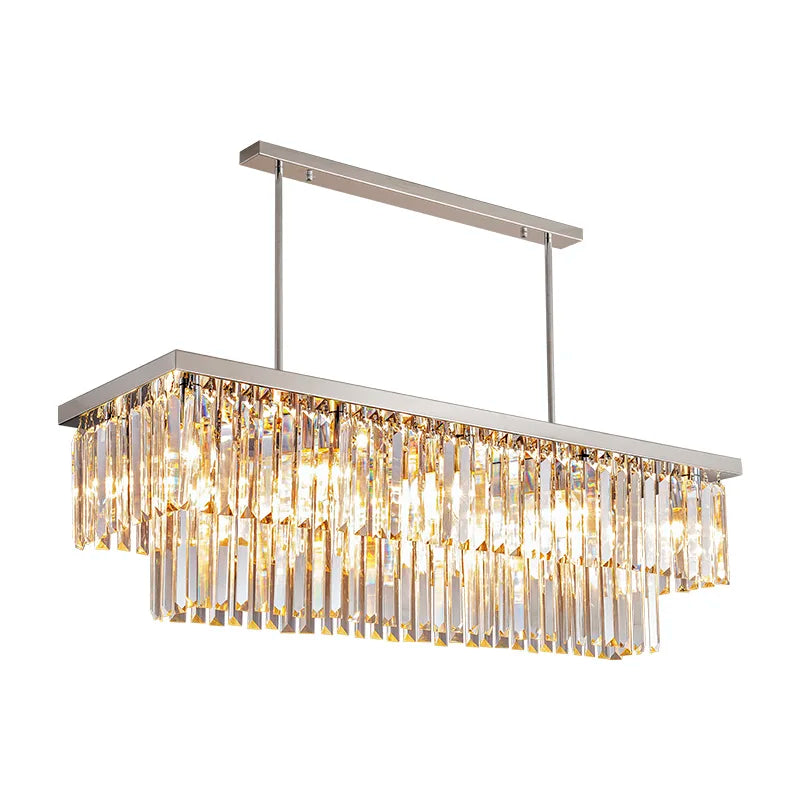 Sophisticated Silver Crystal Chandelier - Ideal for Dining Rooms and Kitchen Islands - Luxury LED Home Decor Lighting Fixture