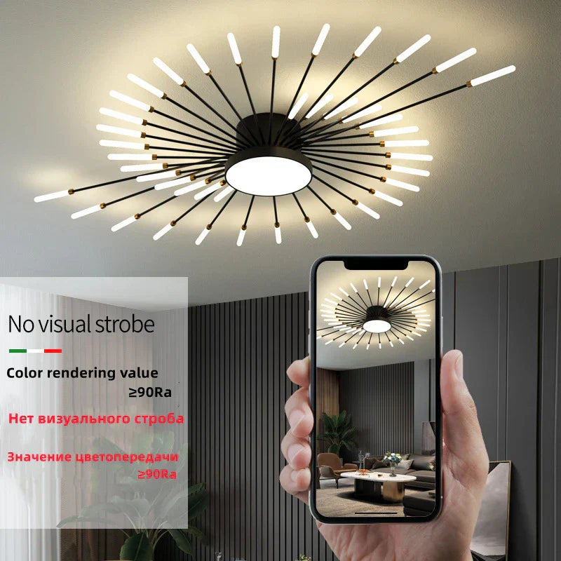 LED Firework Chandelier: Modern Nordic Living Room Bedroom Pendant Light Fixtures