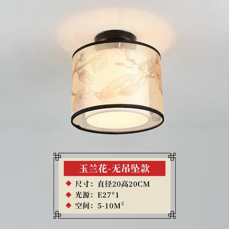 DecorBites™ Lotus Chinese Chandelier Ceiling Lamp Simple Corridor Painting LED Lighting