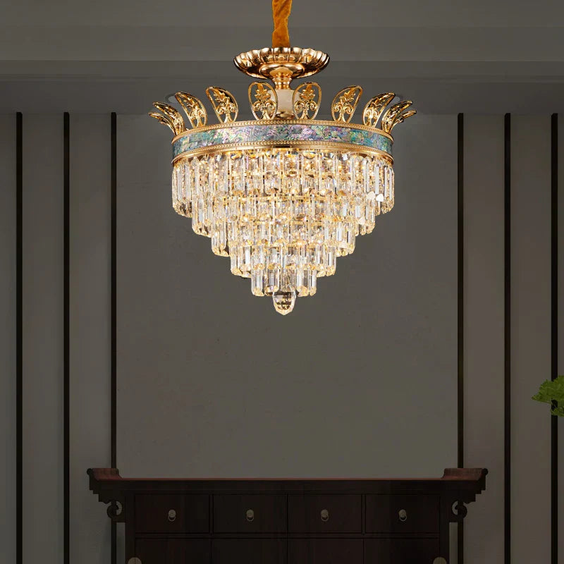 DecorBites™ Luxe Crystal Chandelier: Elegant Copper Living Room Dining Candle Light