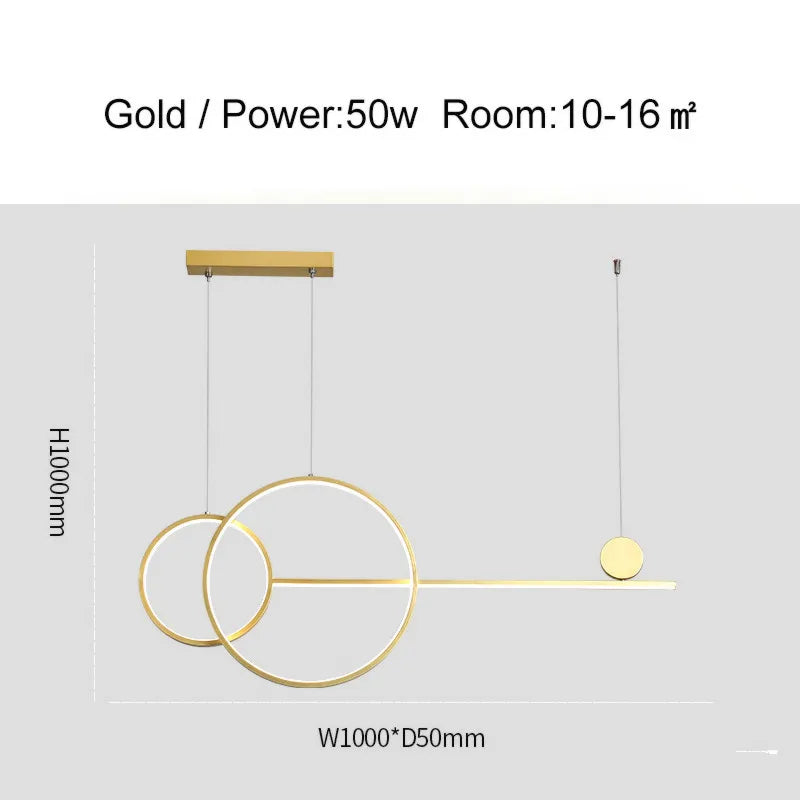 DecorBites™ Linear Ring Chandelier | LED Kitchen Island Dining Room Lighting Fixtures