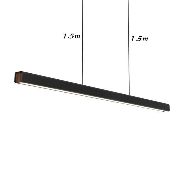 DecorBites™ LED Linear Pendant Light - White Black Wood Finish - Long Hanging Office Fixture