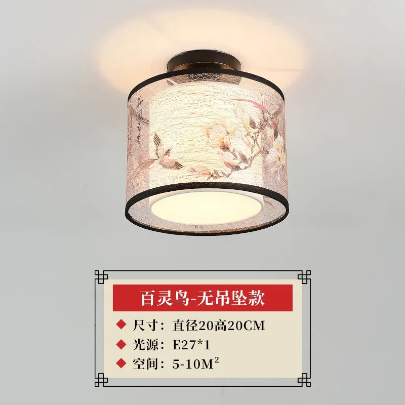 DecorBites™ Lotus Chinese Chandelier Ceiling Lamp Simple Corridor Painting LED Lighting