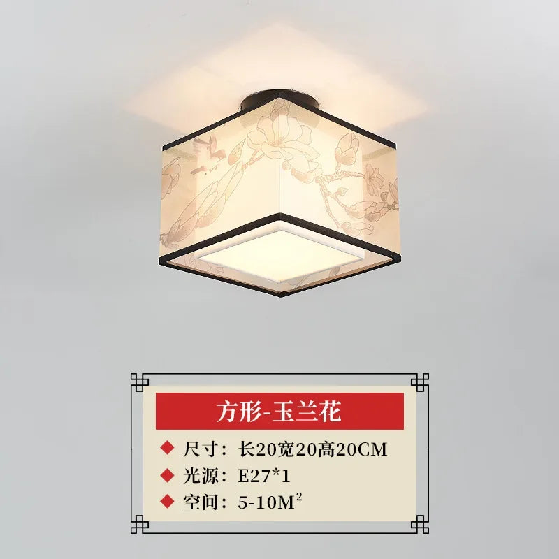 DecorBites™ Lotus Chinese Chandelier Ceiling Lamp Simple Corridor Painting LED Lighting