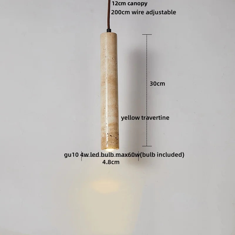 DecorBites™ LED Pendant Lamp Black Iron Wabi Sabi Hanging Light - Yellow Travertine