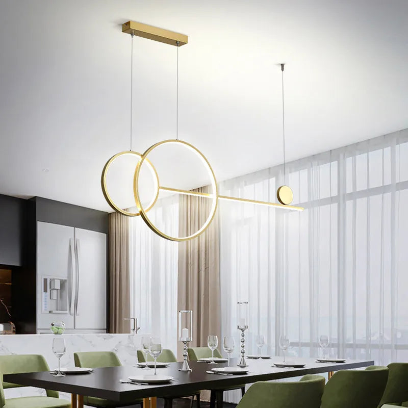 DecorBites™ Linear Ring Chandelier | LED Kitchen Island Dining Room Lighting Fixtures