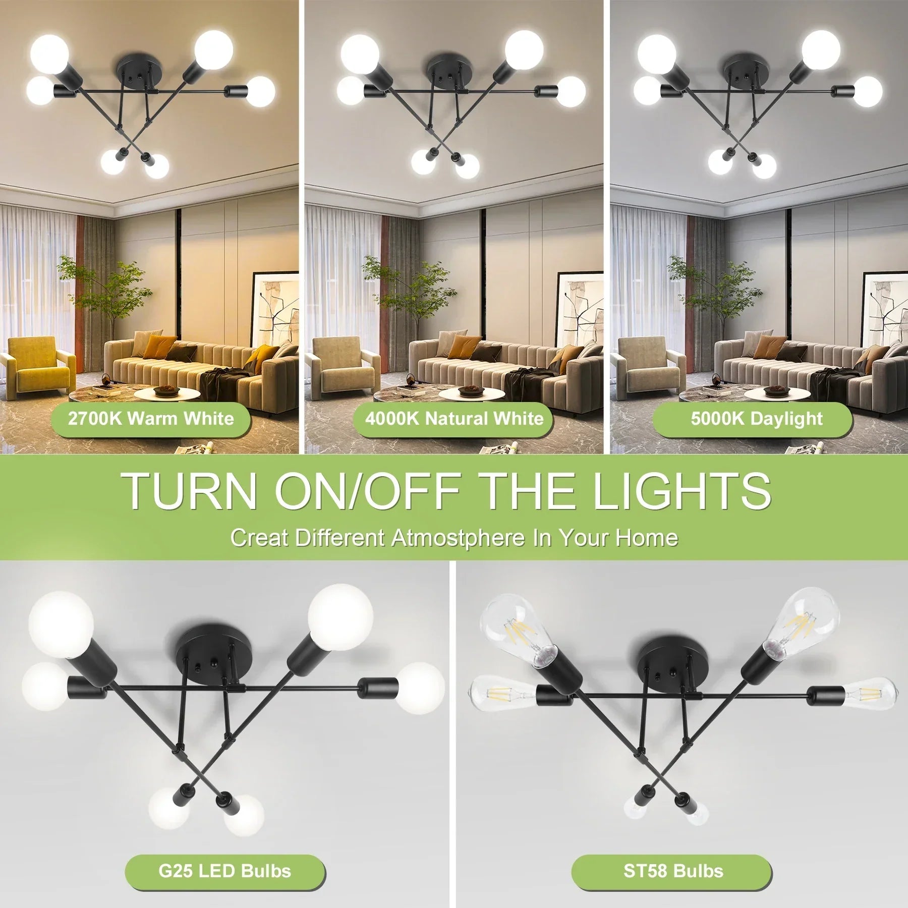 DecorBites™ LED Ceiling Chandelier Pendant Light for Kitchen Living Room Home Decor