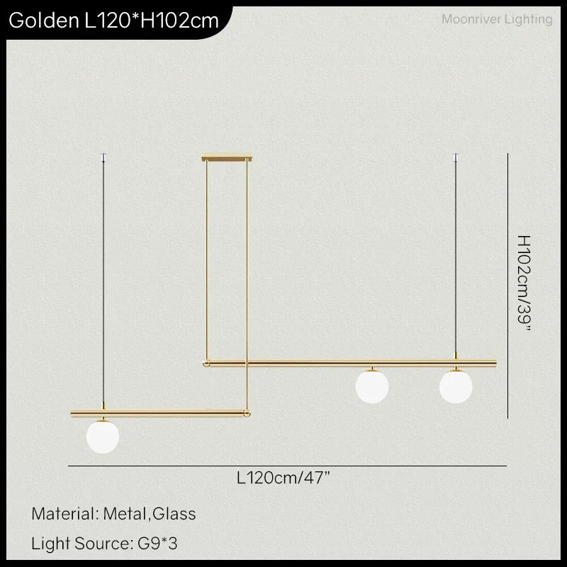 DecorBites™ Linear Minimalist Chandelier Pendant Light for Living Room, Dining Table Ceiling Decor