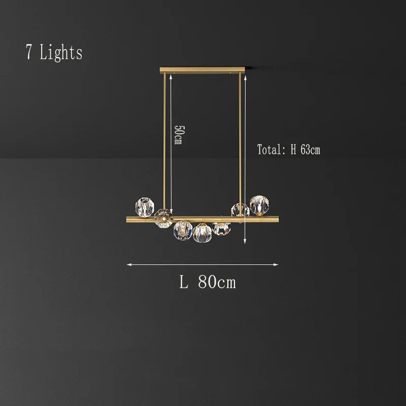Elegant Rectangle Copper Chandelier - A Luxurious Crystal Light Fixture for Kitchen Islands, Hotel Bars, and Living Rooms