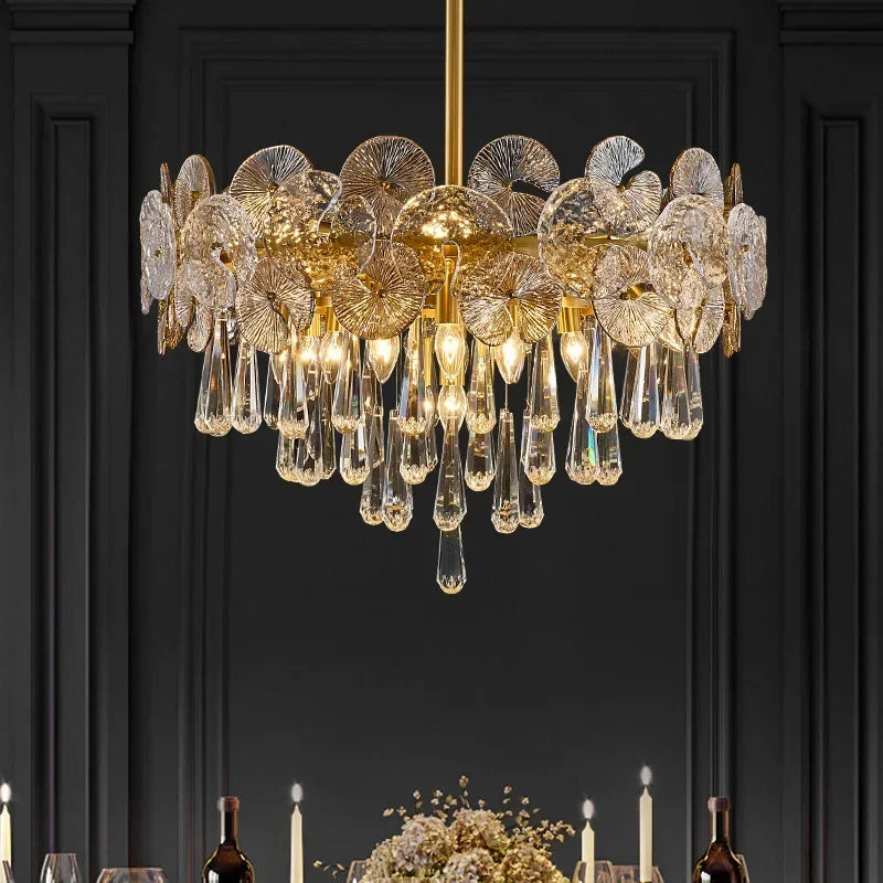 DecorBites™ Lotus Crystal Chandelier: Modern Luxury Lighting for Home, Restaurant, Hotel