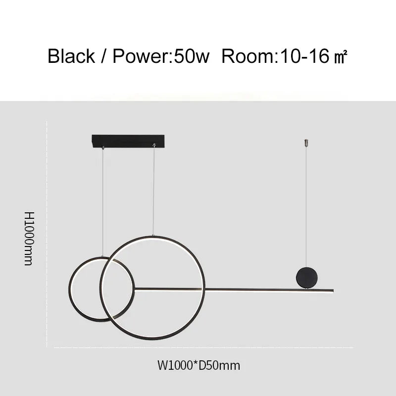 DecorBites™ Linear Ring Chandelier | LED Kitchen Island Dining Room Lighting Fixtures