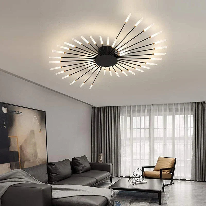 DecorBites™ LED Fireworks Chandelier: Modern Ceiling Lamp for Home Decor, Black Kitchen Lighting Fixtures