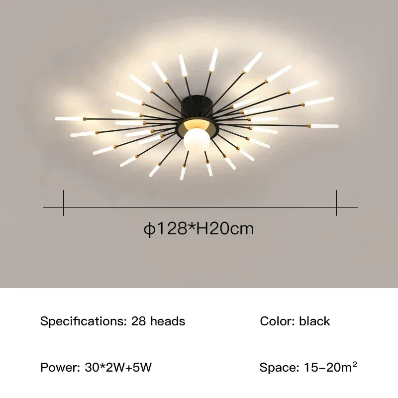 DecorBites™ LED Fireworks Chandelier: Modern Ceiling Lamp for Home Decor, Black Kitchen Lighting Fixtures