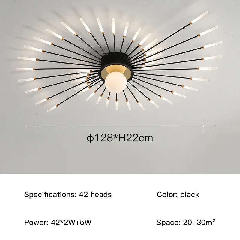 DecorBites™ LED Fireworks Chandelier: Modern Ceiling Lamp for Home Decor, Black Kitchen Lighting Fixtures