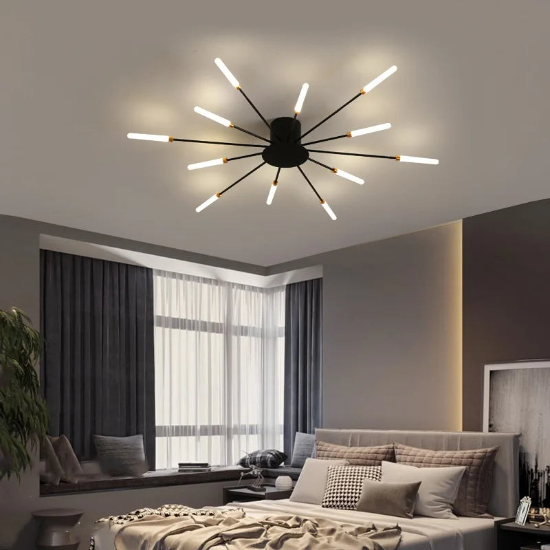 DecorBites™ LED Fireworks Chandelier: Modern Ceiling Lamp for Home Decor, Black Kitchen Lighting Fixtures