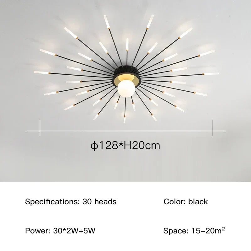 DecorBites™ LED Fireworks Chandelier: Modern Ceiling Lamp for Home Decor, Black Kitchen Lighting Fixtures