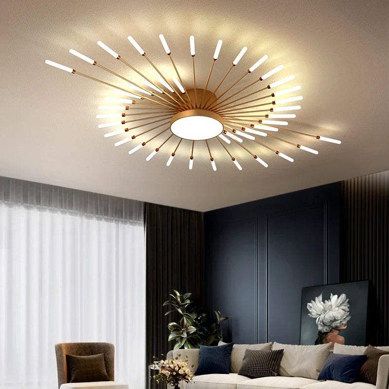 DecorBites™ LED Fireworks Chandelier: Modern Ceiling Lamp for Home Decor, Black Kitchen Lighting Fixtures