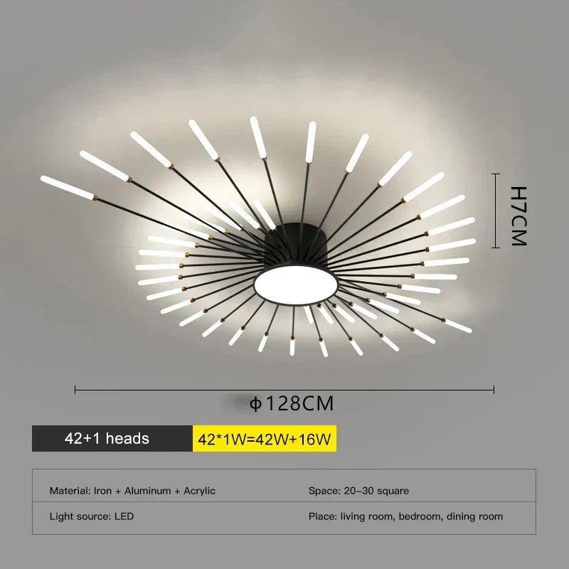 DecorBites™ LED Fireworks Chandelier: Modern Ceiling Lamp for Home Decor, Black Kitchen Lighting Fixtures