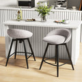 Upholstered Bar Stools Set of 2 with Footrest and Backrest-Gray