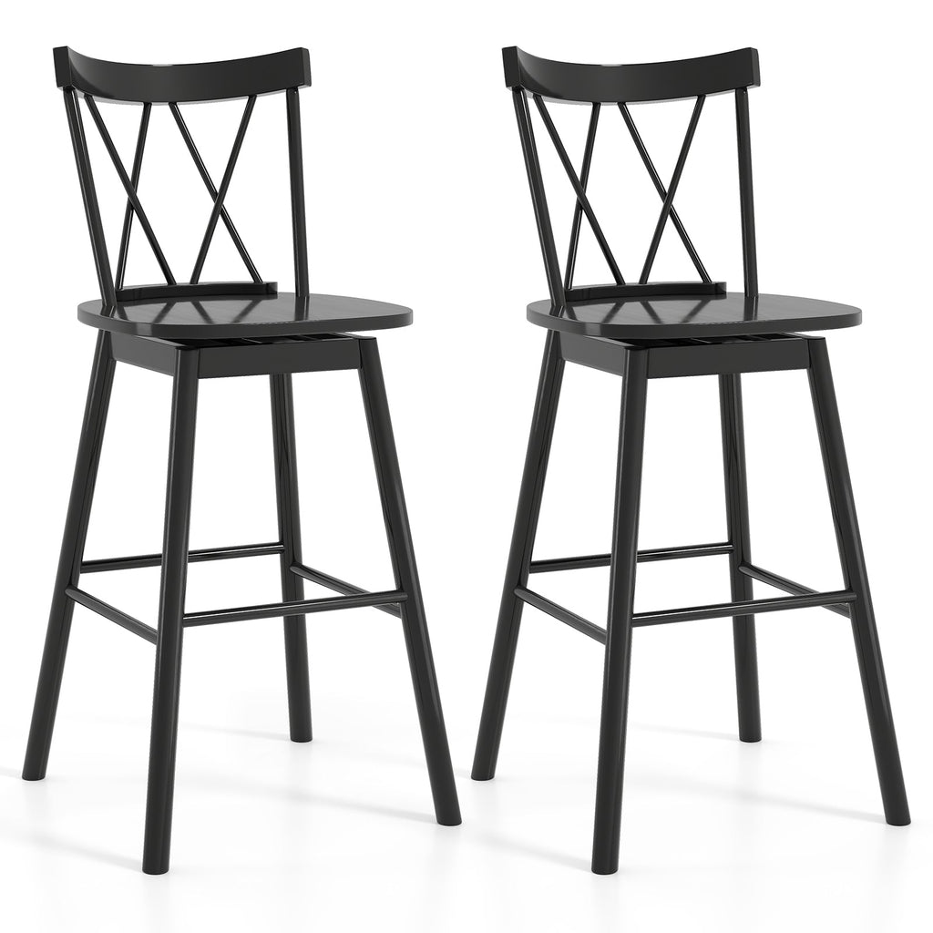 Set of 2 Windsor Bar Stool with Ergonomic Backrest and Footrests-29 inches