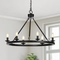 Black Farmhouse Wagon Wheel Chandelier Six Light Fixture