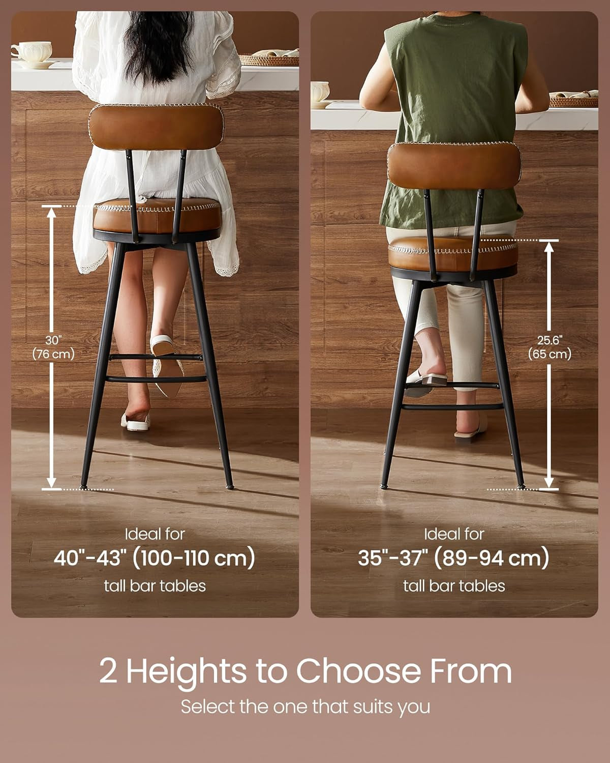 Swivel Bar Stools Set of Two for Kitchen