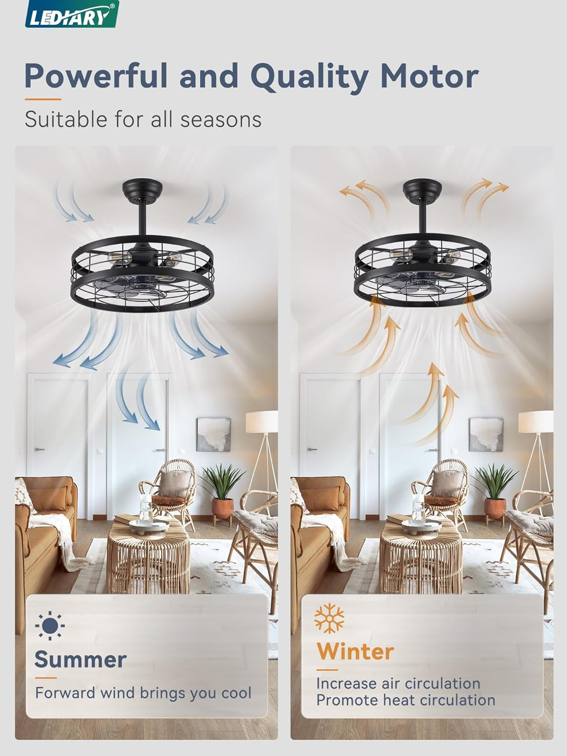 20 Inch Black Bladeless Fandelier Ceiling Fan With Light And Remote 6 Speeds For Kitchen Bedroom Living Room