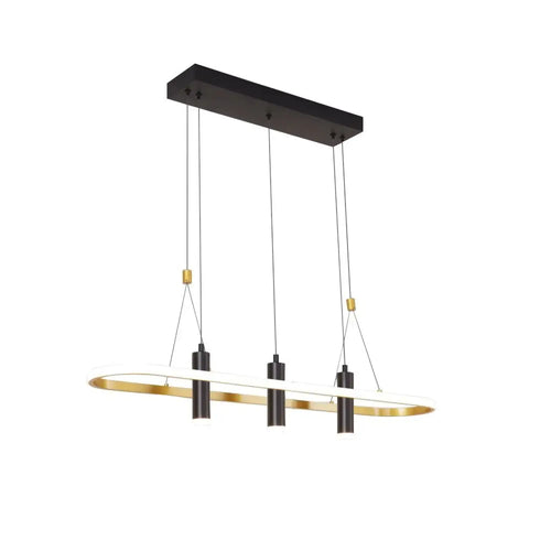 Aluminum Kitchen Island Pendant Lights with 4 LED lamps in a modern design featuring black and gold accents.