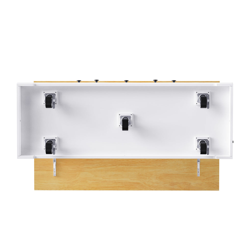 K&K 53inch Large Kitchen Island with 2 Bar Stools, Power Outlet,Door Internal Storage Rack, Kitchen Storage Cart on 5 Wheels with Drop Leaf, 5 Open Side Racks, 3 Drawers, for Kitchen,Dining Room,White