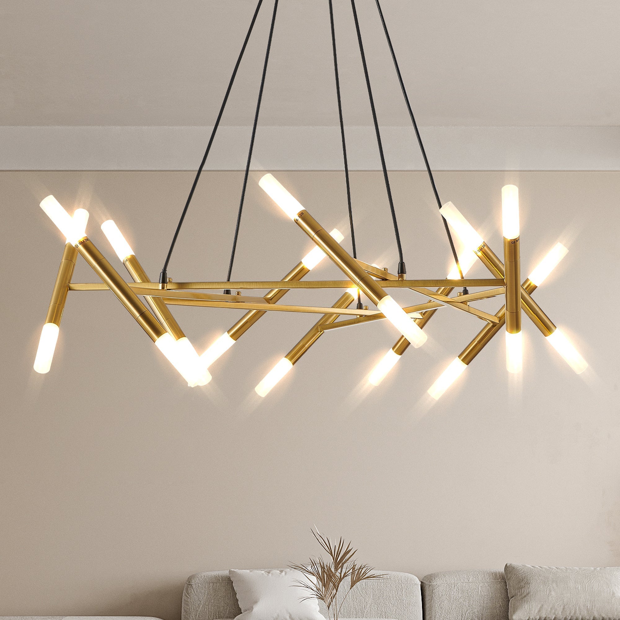 41' Golden Modern Chandelier Light Fixture with Branch Design