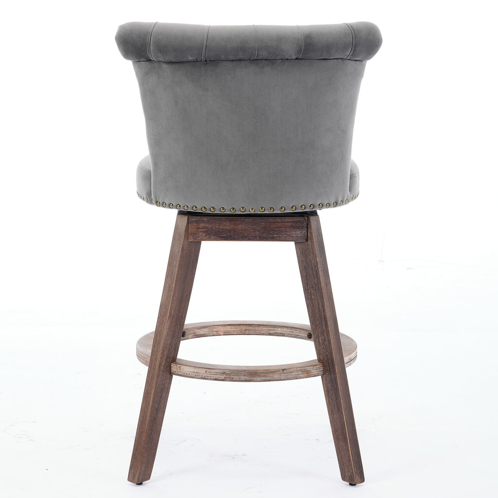 26" Counter Height Bar Stools Set of 2 with 360° Swivel and Velvet Upholstery