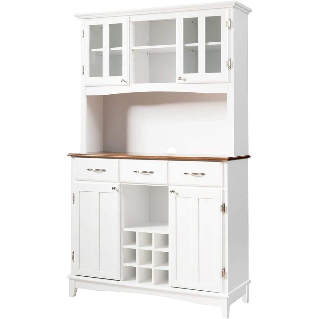 White Kitchen Hutch Sideboard With Built In Wine Rack