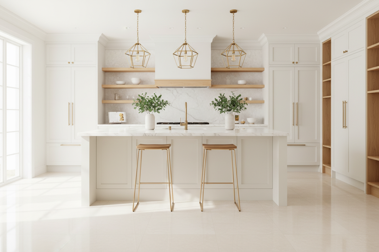 Bright elegant kitchen island - no text