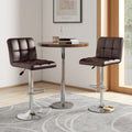 Set of 2 Square Swivel Adjustable PU Leather Bar Stools with Back and Footrest-Coffee