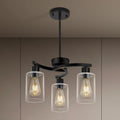 Three Light Black Dining Chandeliers For Kitchen Island