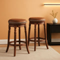 24 Inch Swivel Bar Stool Set Of 2 With Upholstered Seat And Rubber Wood Frame For Kitchen Island