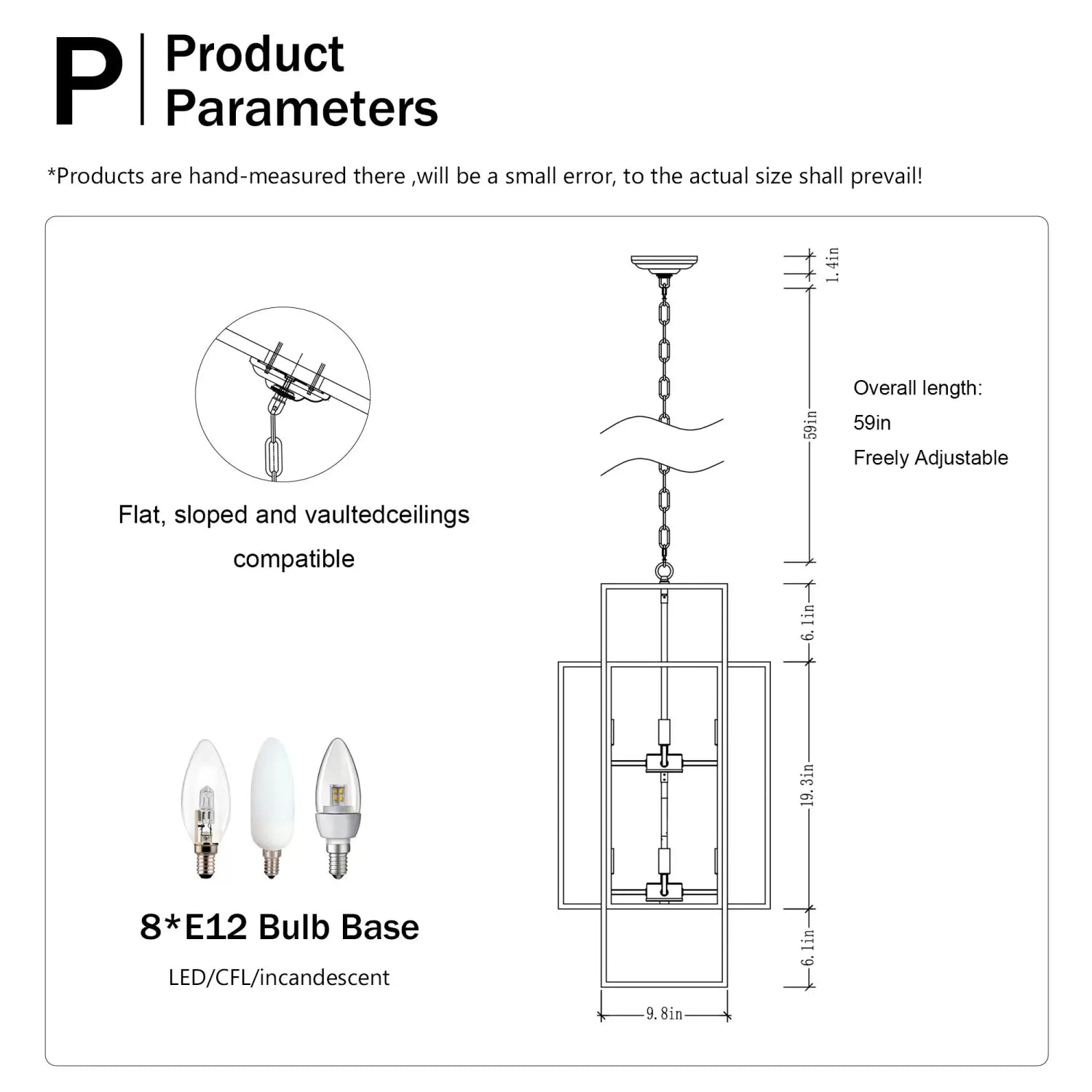 Ceiling Light in Kitchen with 8-Light Lantern Style & Adjustable Height