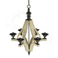 6 Light Wood Chandelier with Adjustable Chain - Cream