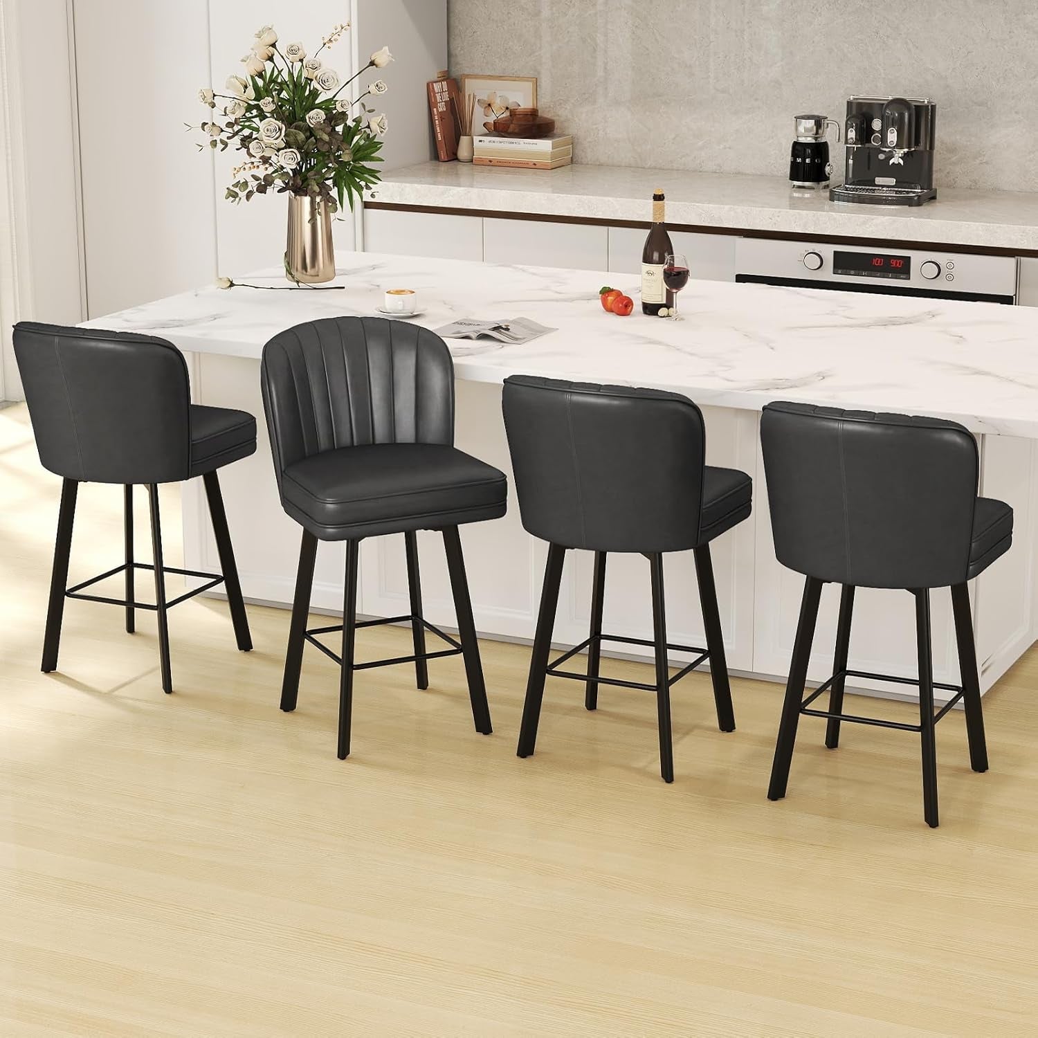 Modern Swivel Counter Height Bar Stools Set of Four