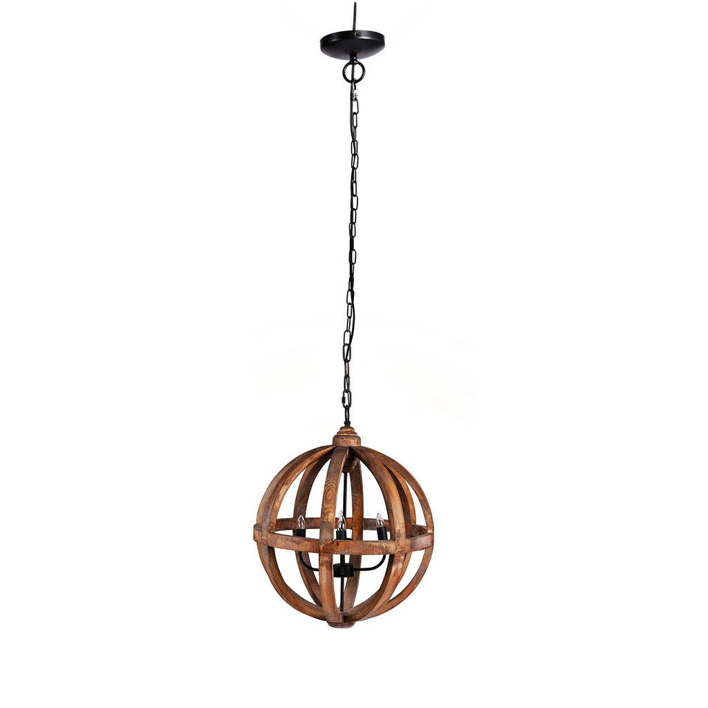 4 Light Wood Chandelier with Adjustable Chain