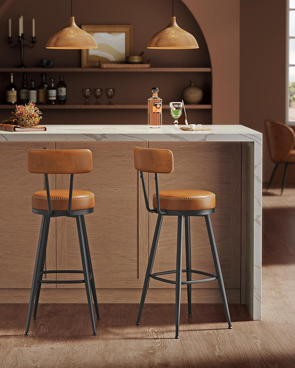 Swivel Bar Stools Set of Two for Kitchen