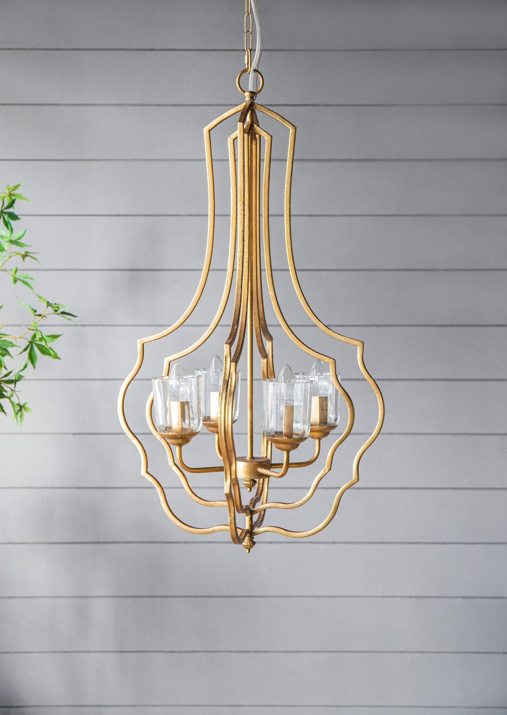 4 Light Metal Chandelier with Adjustable Chain - Gold