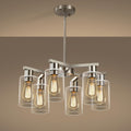 6 Light Farmhouse Brushed Nickel Pendant Chandelier