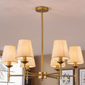 Gold Farmhouse Chandelier 6 Light Linen Shade Fixture