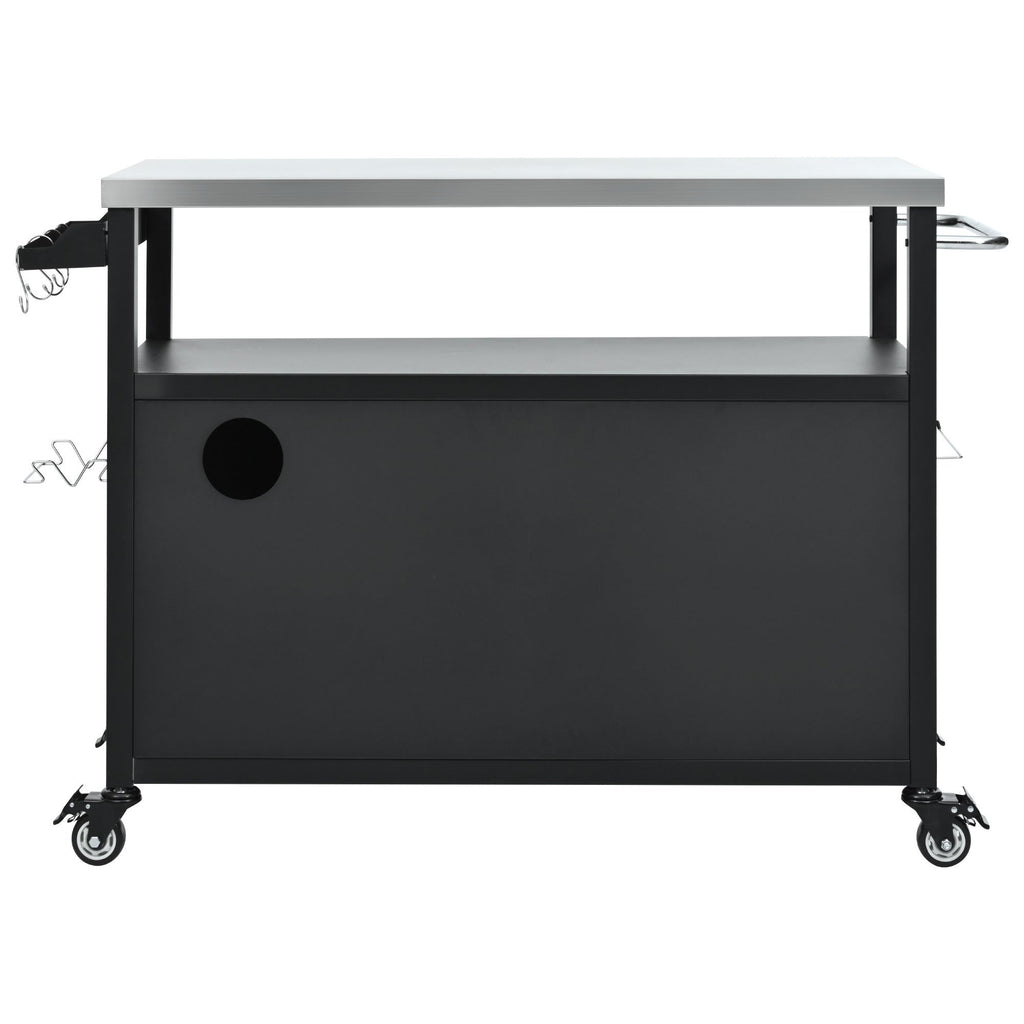 K&K 54.5' Outdoor Kitchen Island with Stainless Steel Tabletop and Storage