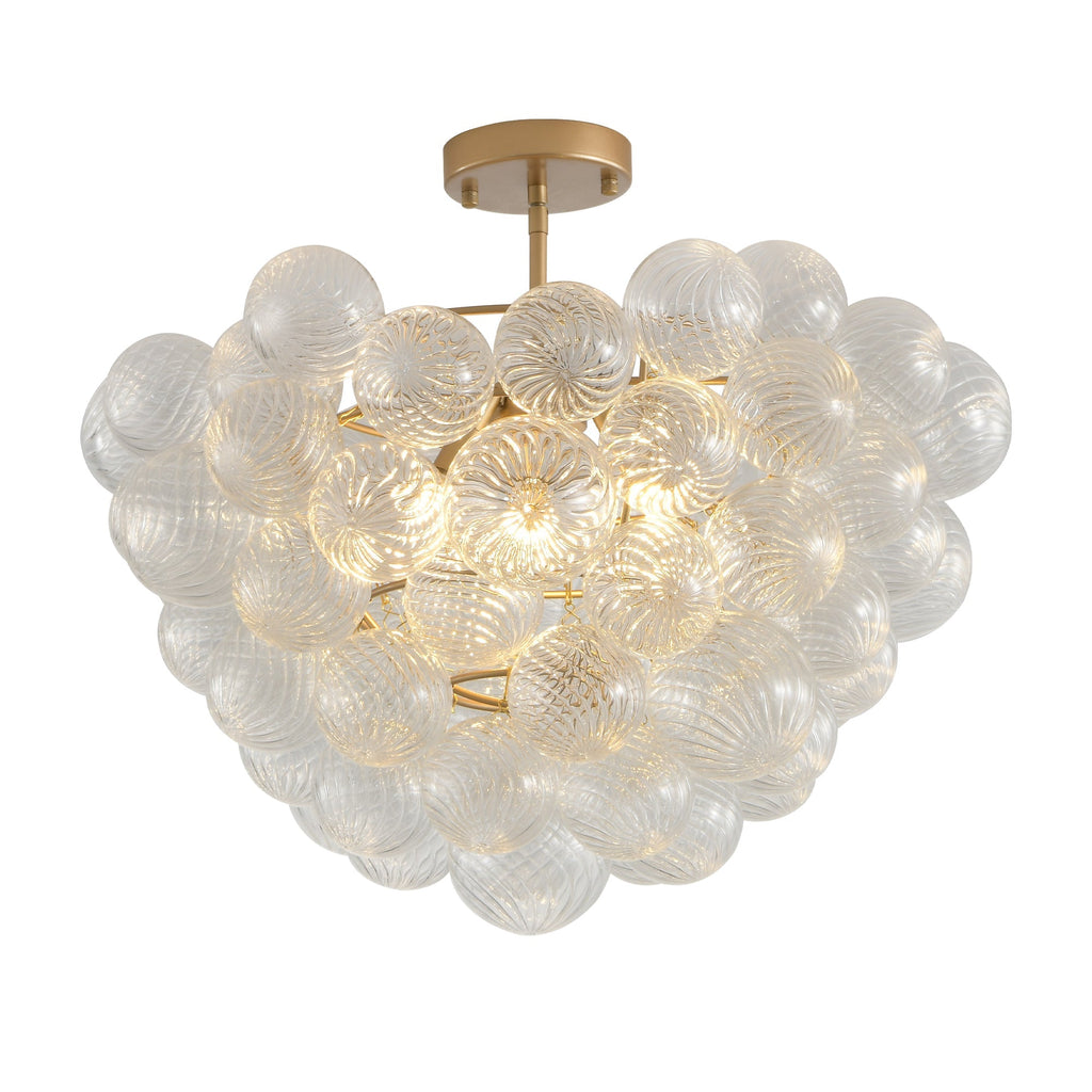 20-Inch Gold Ceiling Pendant Light with Threaded Clear Glass Globe Shade