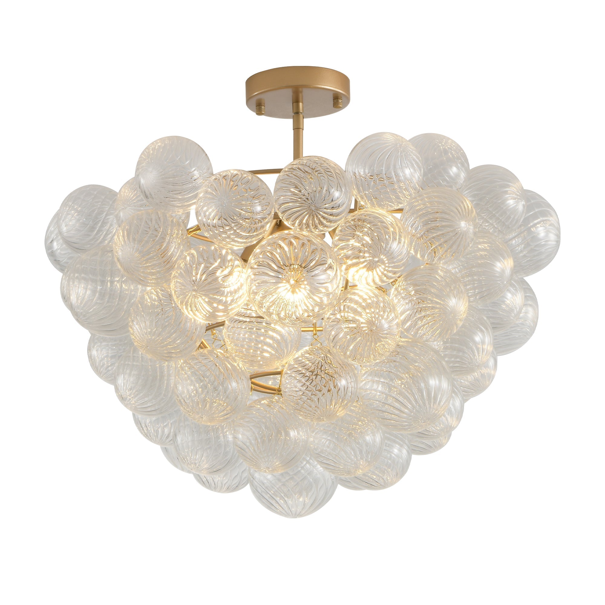 20-Inch Gold Ceiling Pendant Light with Threaded Clear Glass Globe Shade